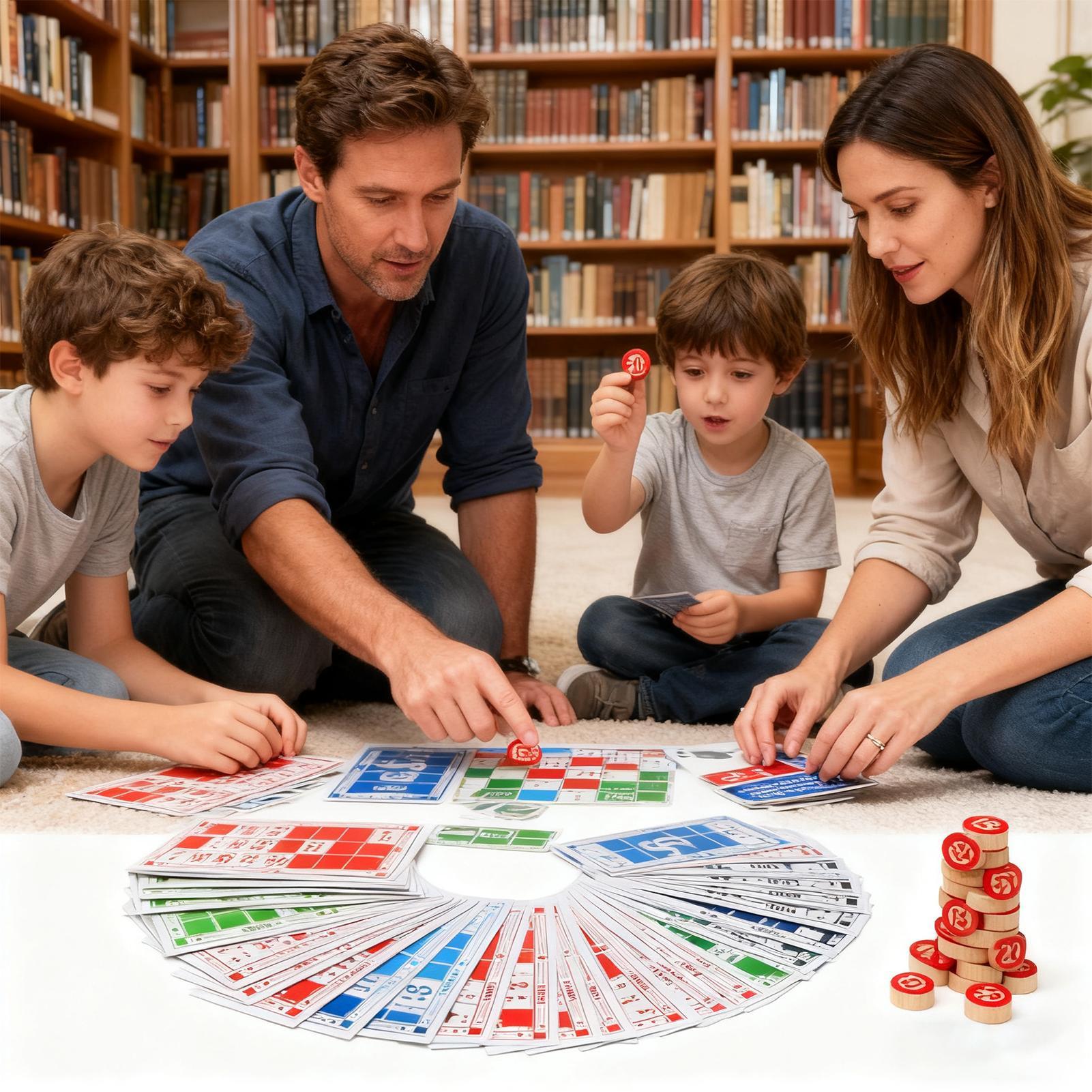 Party Games For Large Groups - ビンゴセット 面白いヴィンテージ木製おもちゃ 大きな印刷カード マッチチェスゲーム 子供 家族