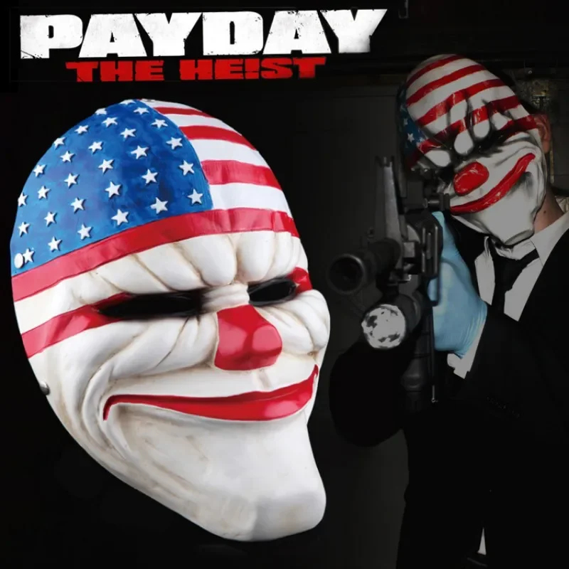 Party Games Steam Free - 2026 Steam ゲームペイデイ 2 PVC マスクコスプレ怖いピエロダラスウルフグラフィティヘルメットハロウィン仮装パーティーコスチューム小道具