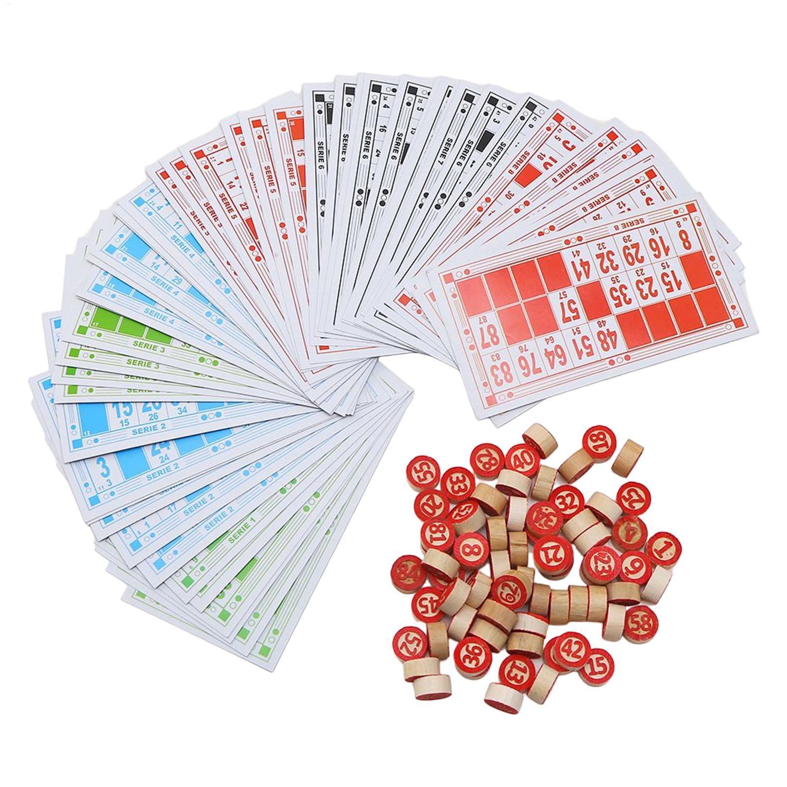 Party Games For Large Groups - ヴィンテージ木製ビンゴゲームセット 大きな文字のカード パーティー、教室、ゲームの夜に最適な楽しい家族向けグループアクティビティ、読みやすい