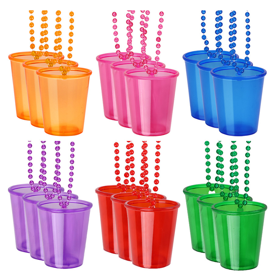 Party Games Bachelorette - 12個入り ビーズネックレス プラスチックショットカップ 結婚式 独身最後のパーティー 誕生日飾り付け用品