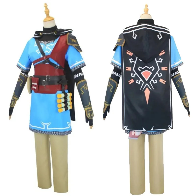 Zelda Party Games - ゲームゼルダブレスオブザワイルドリンクコスチュームコスプレ小道具アクセサリーパーティーアニメカーニバルドレスアップチュニック衣装フルセットc;6,r'8;