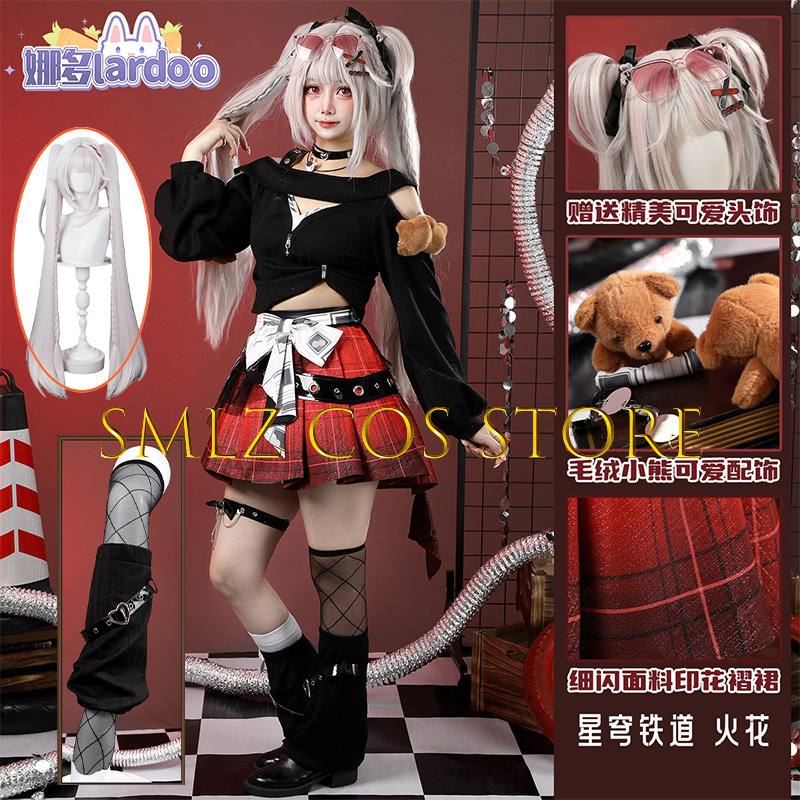 Party Games New - Dreamwave Sparxie コスプレゲーム Honkai スターレールコスチュームスパークル新しいスキンコートドレスウィッグセットハロウィンパーティー衣装女性用