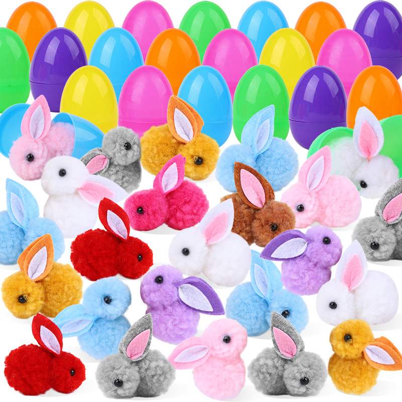 Party Games Egg - 24/48個入り キュートなイースターエッグ ウサギのフィギュア付き 子供用 イースター誕生日パーティー バスケット