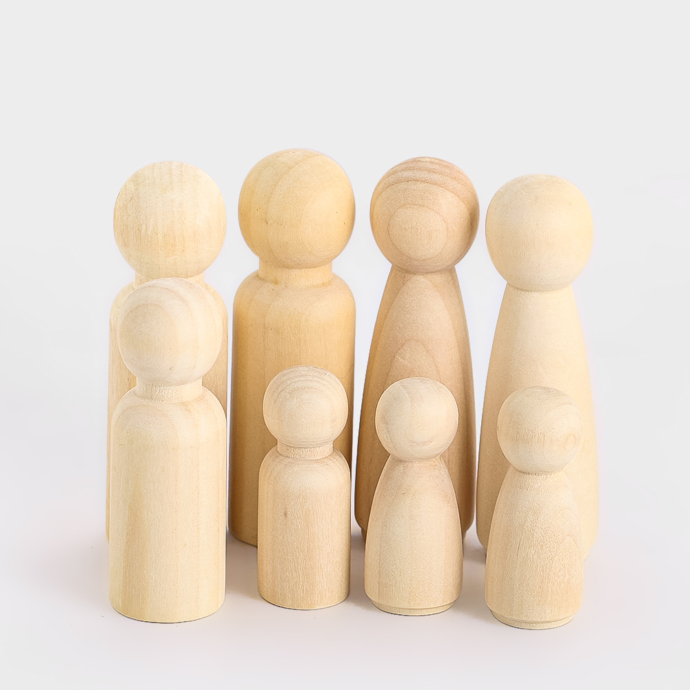 2 個木製人形無垢材彫刻シンプルな置物 DIY 着色カスタム - Party Games Simple のレビューと価格