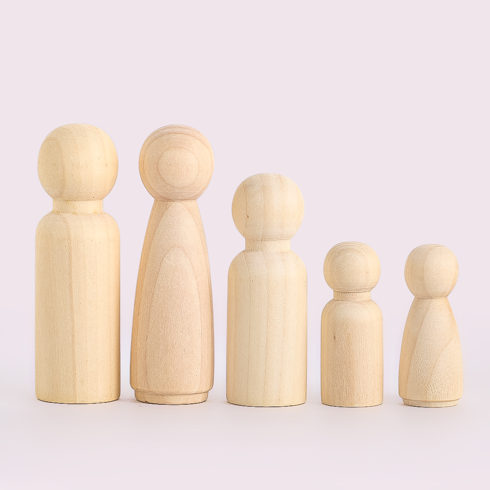 2 個木製人形無垢材彫刻シンプルな置物 DIY 着色カスタム - Party Games Simple のレビューと価格