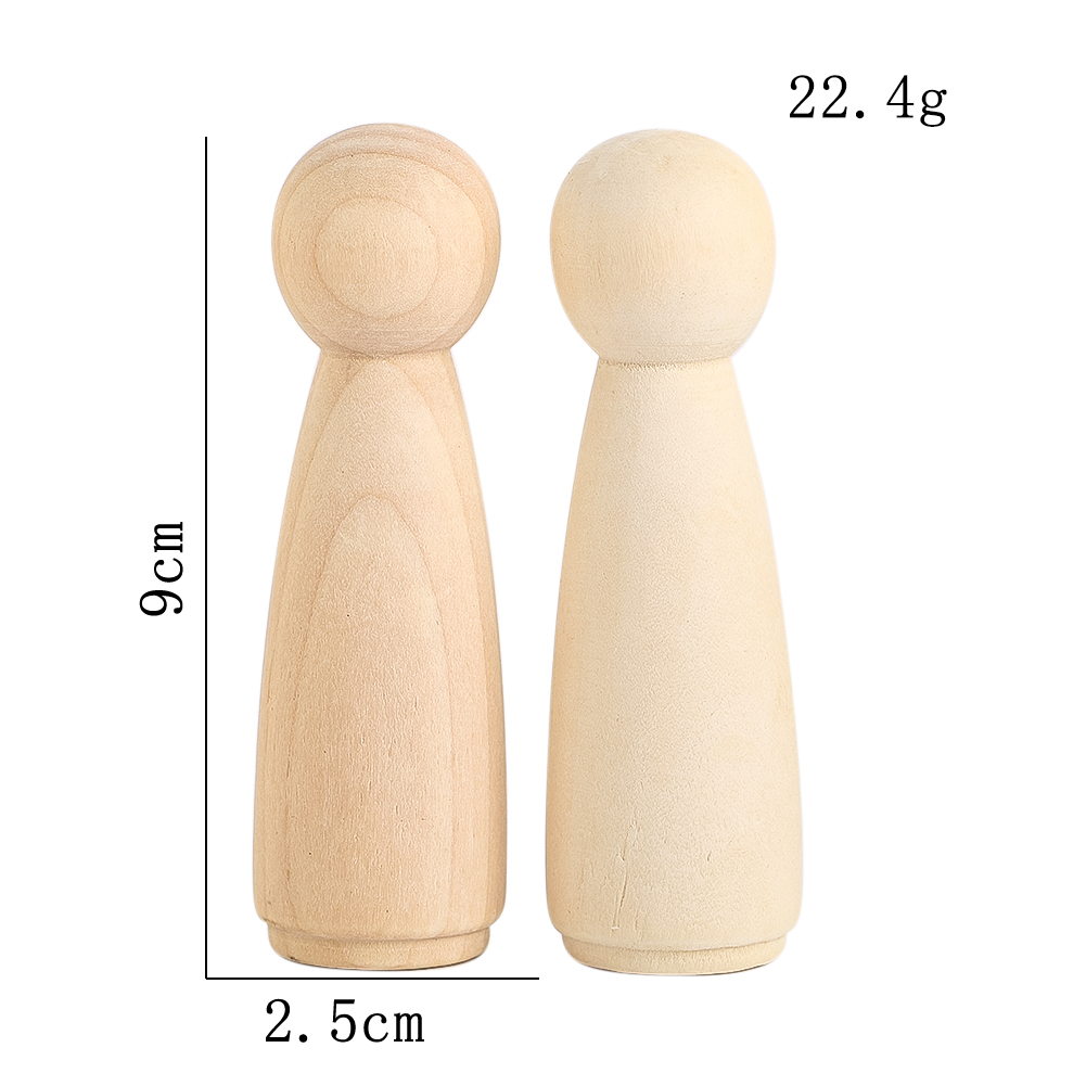 2 個木製人形無垢材彫刻シンプルな置物 DIY 着色カスタム - Party Games Simple のレビューと価格