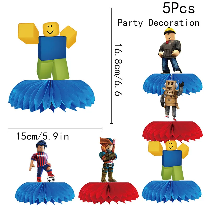 ロボット風漫画ゲームハニカム5個入り誕生日パーティーデスクト - Party Games In Roblox のレビューと価格