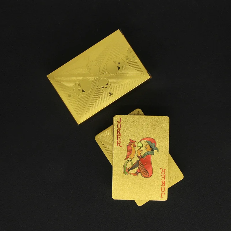 ポーカーカード金箔スカル,防水,PVC,プラスチック,ギャン - Party Games Using Playing Cards のレビューと価格