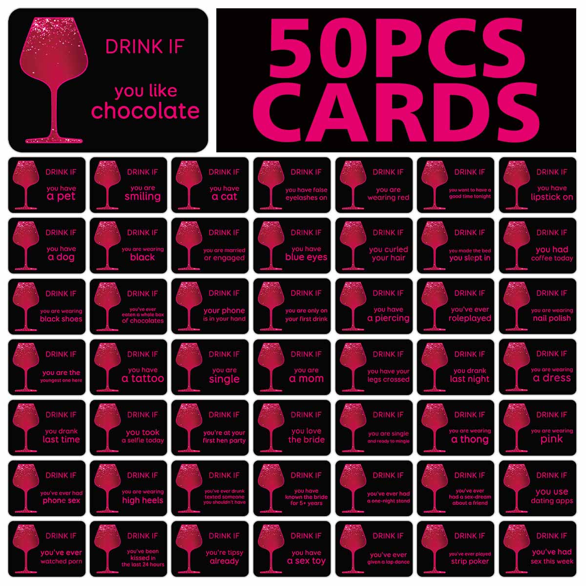 50枚入り独身最後のパーティー用ドリンクカード、ブライダルシ - Party Games Bachelorette のレビューと価格