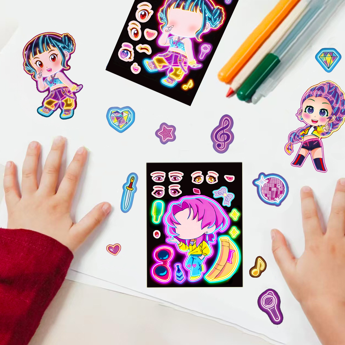 8 個面白い女の子ステッカーおもちゃメイクアフェイスパズル  - Party Games Music のレビューと価格