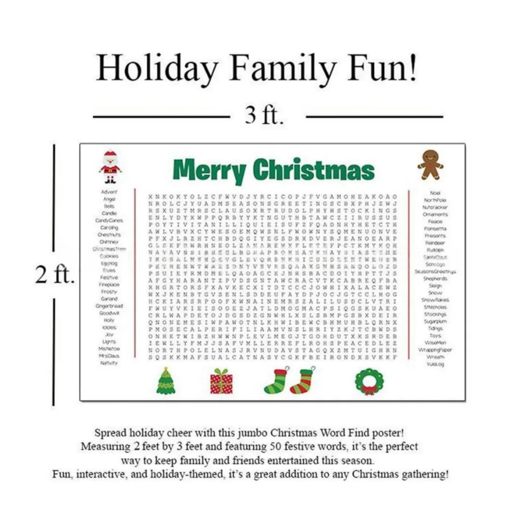 大きなクリスマスワードサーチポスター ホリデーパーティー用  - Party Games For Large Groups のレビューと価格