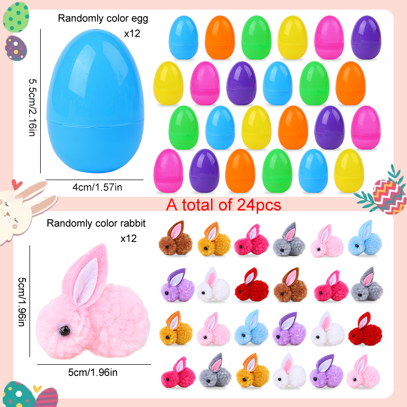 24個入りのかわいいイースターエッグ、ウサギのフィギュア付き - Party Games Egg のレビューと価格